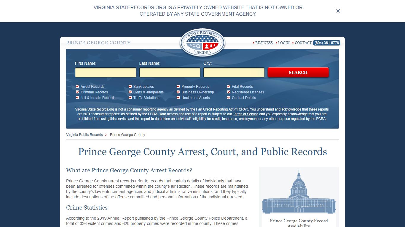 Prince George County Arrest, Court, and Public Records